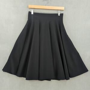 Choles Skirt Womens Medium Black Midi Flared Stretch Academia Preppy Minimalist